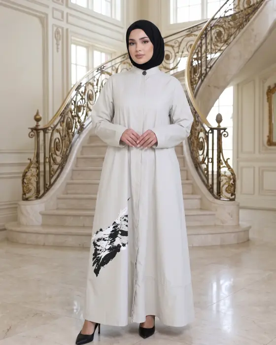 Cotton dress with print-Light Beige-2 image 0