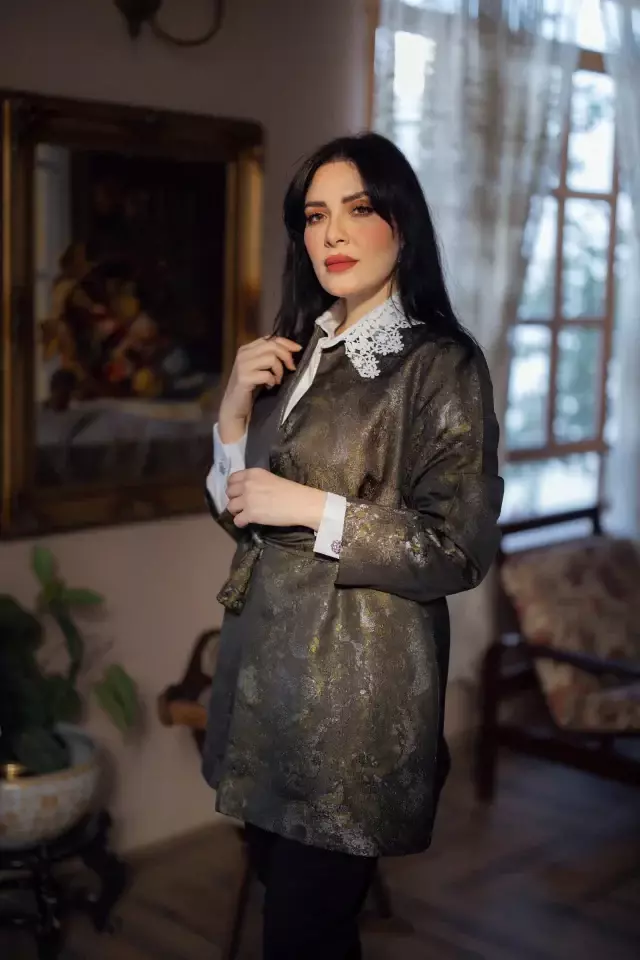 جاكيت بزخرفة من الجاكار - زيتي - 4 image 3