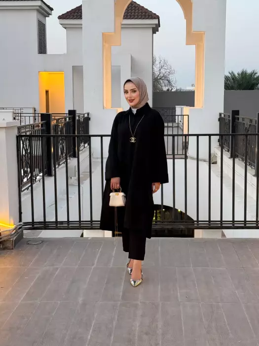 قميص طويل من الشامواه - اسود - 3 image 2