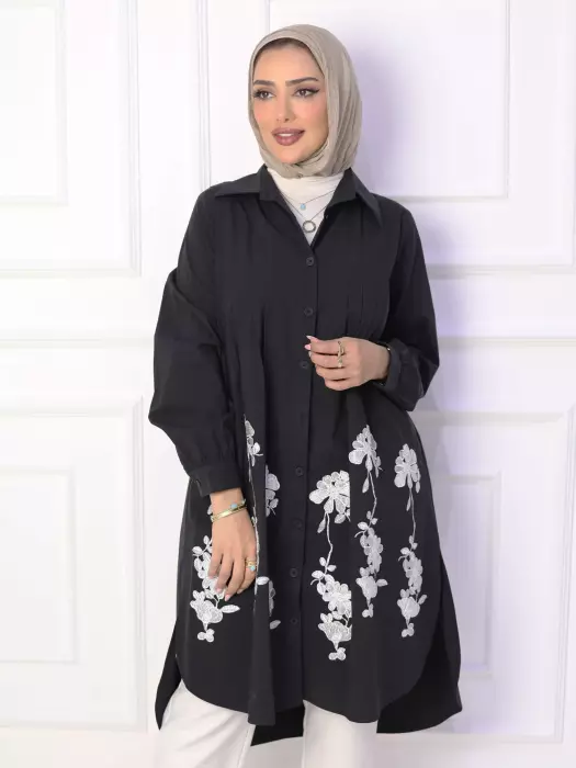 Long Cotton Shirt With Rose image 5