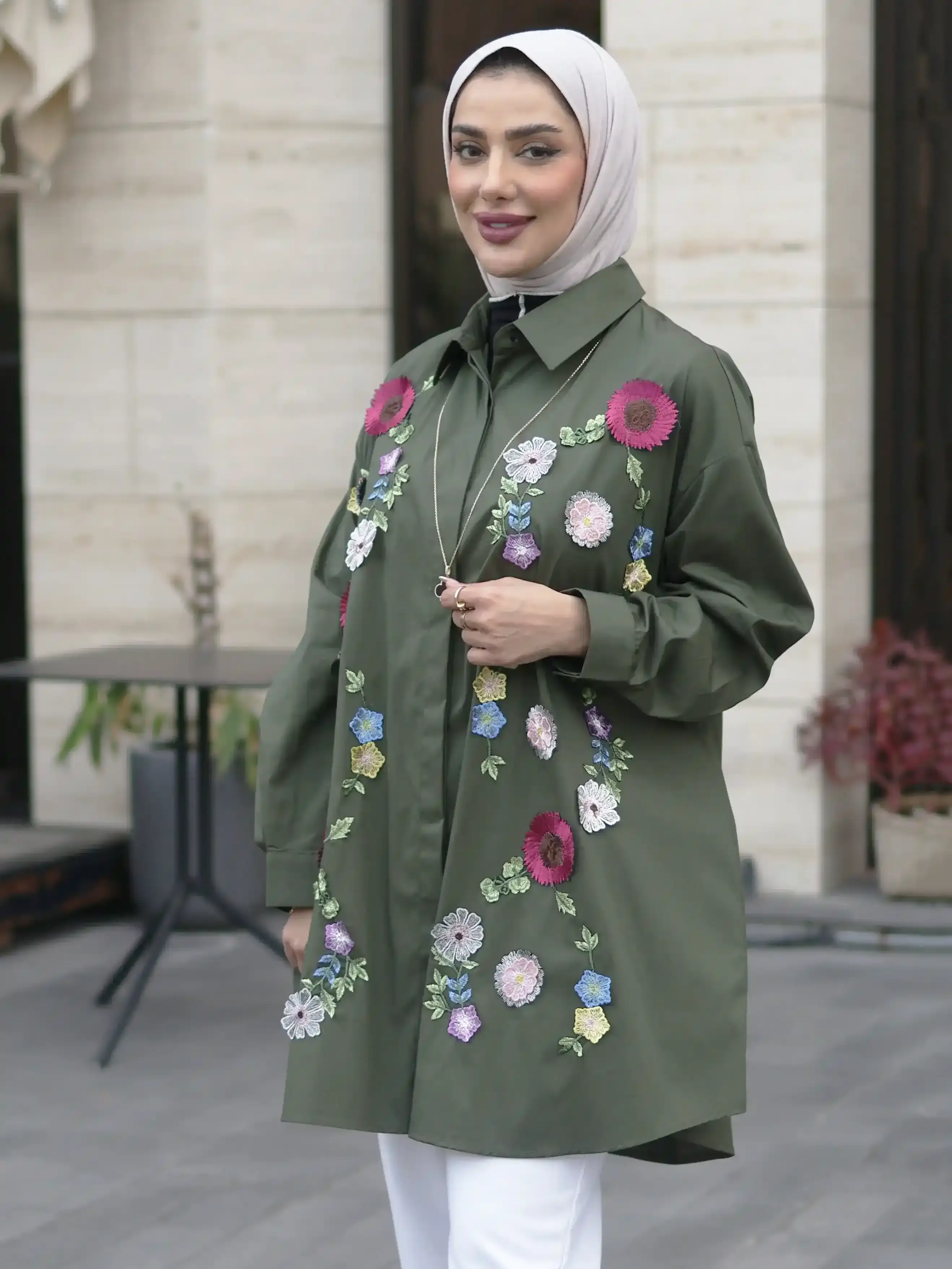 Elegant Cotton Shirt - Light Olive - FS image 2
