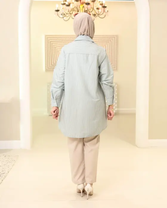 قميص مقلم من الكريب image 2