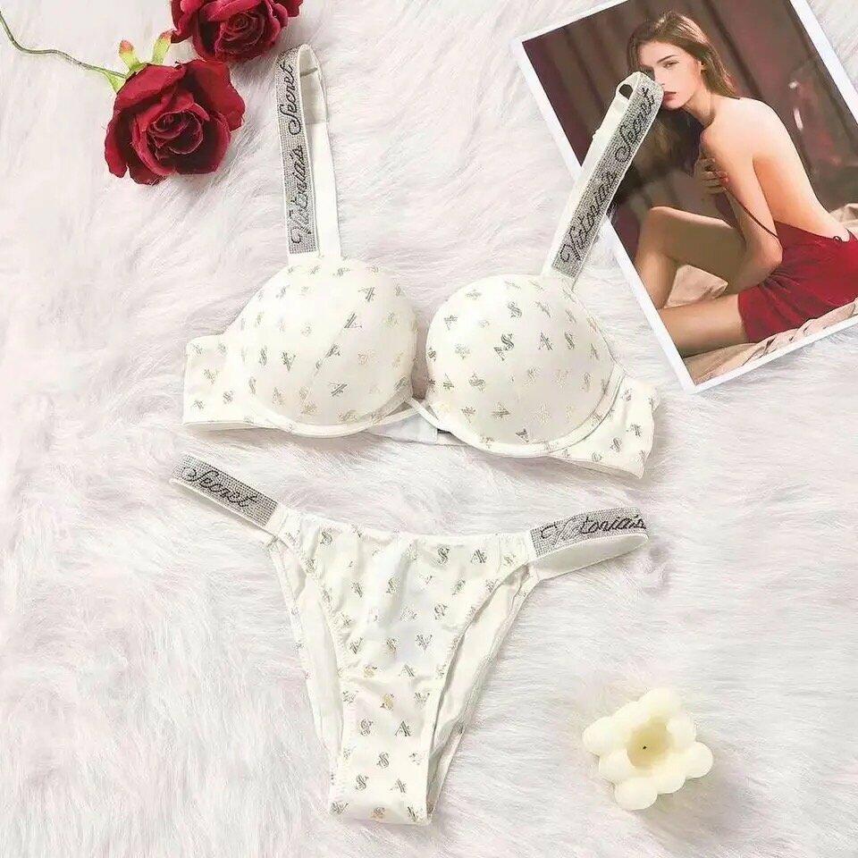 bra set 18830 - طقم فكتوريا سكرت-38 D-اوف وايت image 0