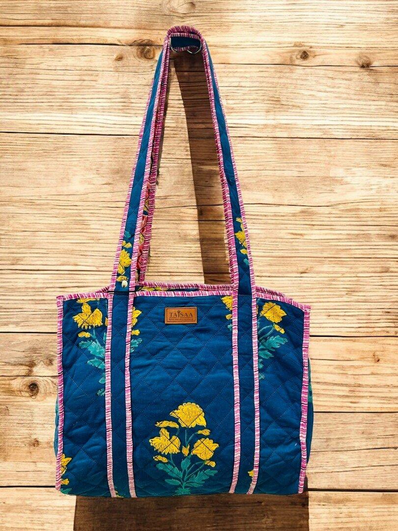 Quilted Tote Handbag-PRINT 32 image 1