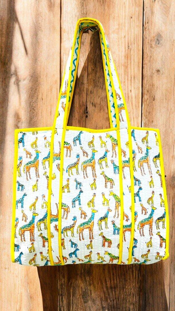 Quilted Tote Handbag-PRINT 48 image 0