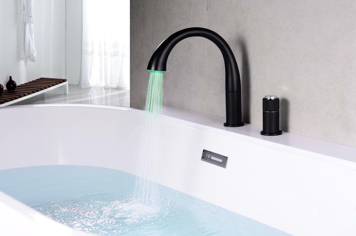 LED BATHTUB FAUCET WITH HAND SHOWER-BLACK -AT3702B                                                                                                                                                                                                         image 0