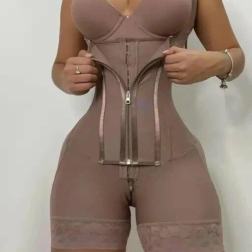 مشد كولومبي قطن مع سترج سحاب طباقي مشد بطن مع كامل XL image 1