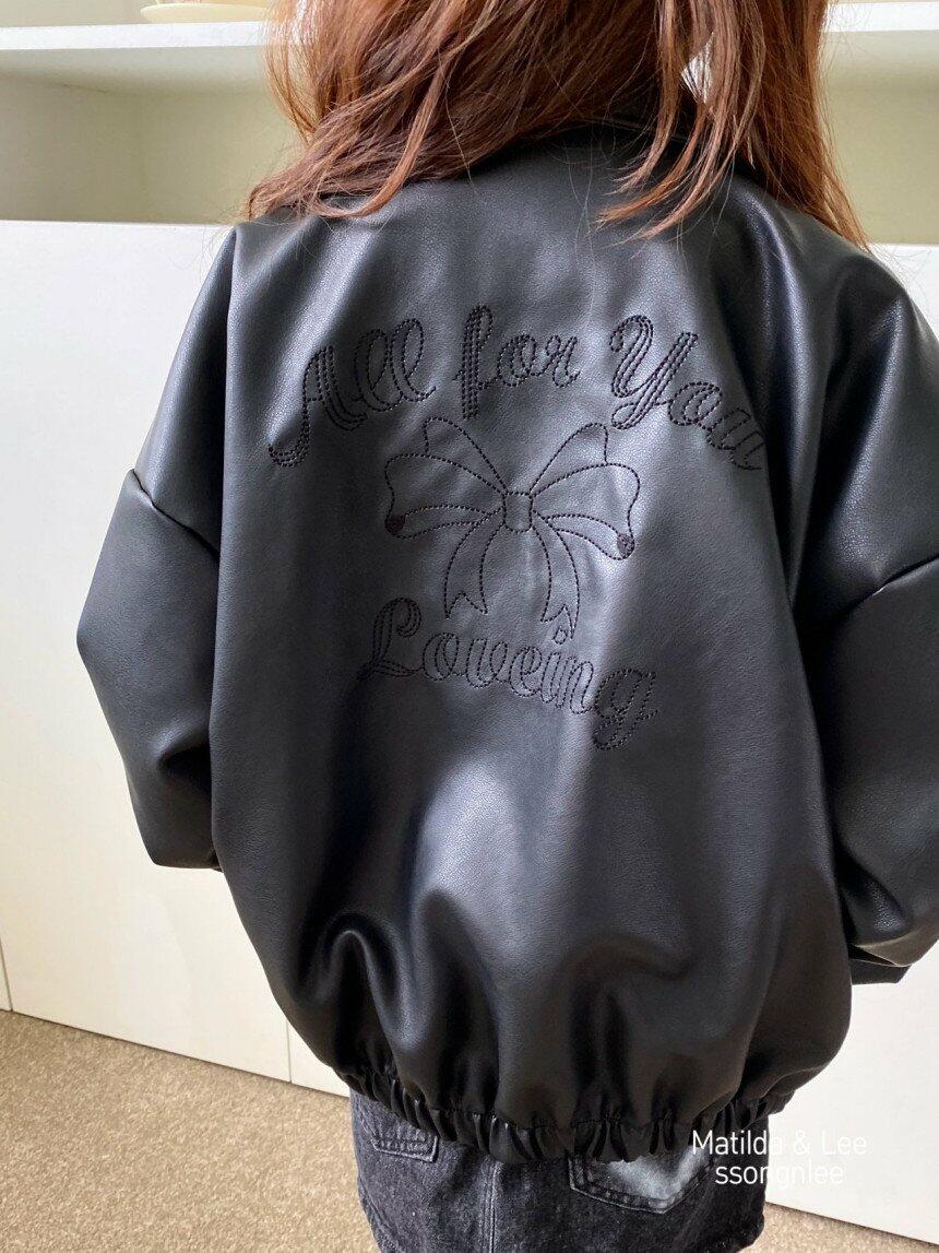 Ribbon Leather jacket Black 3-2 image 1