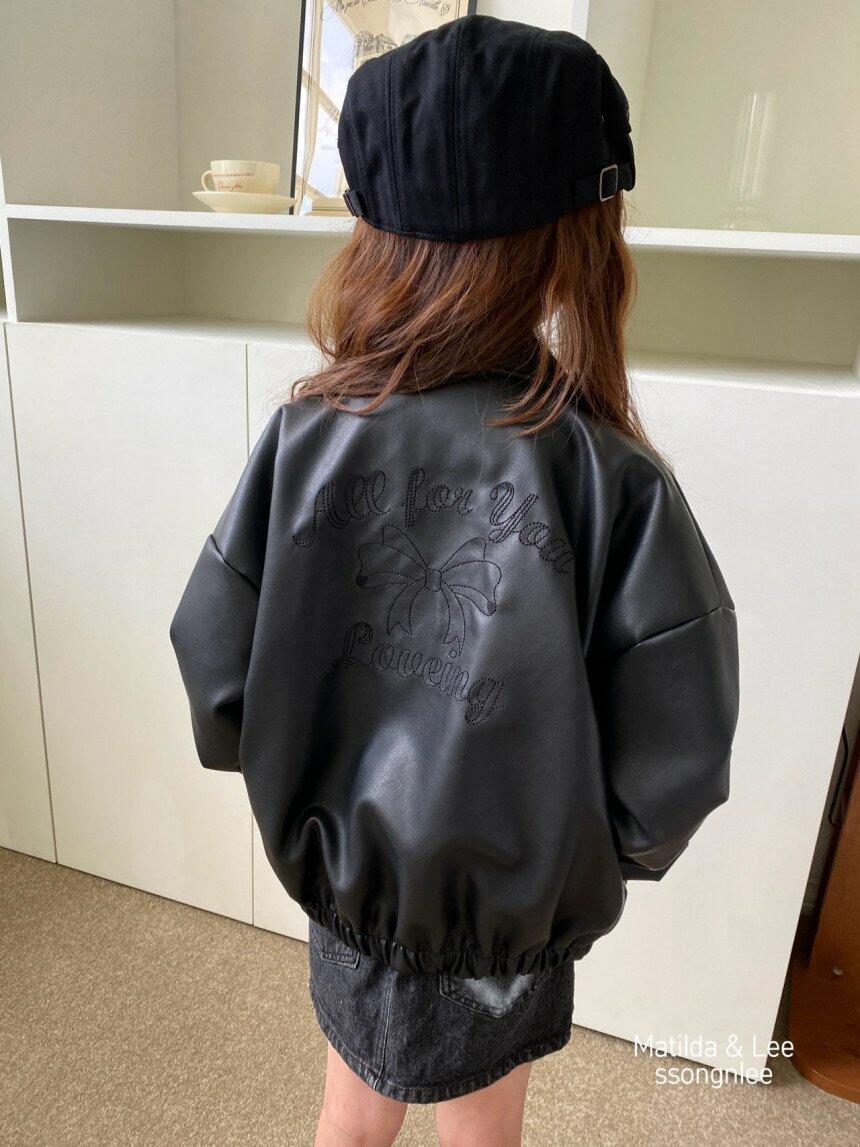 Ribbon Leather jacket Black 3-2 image 7