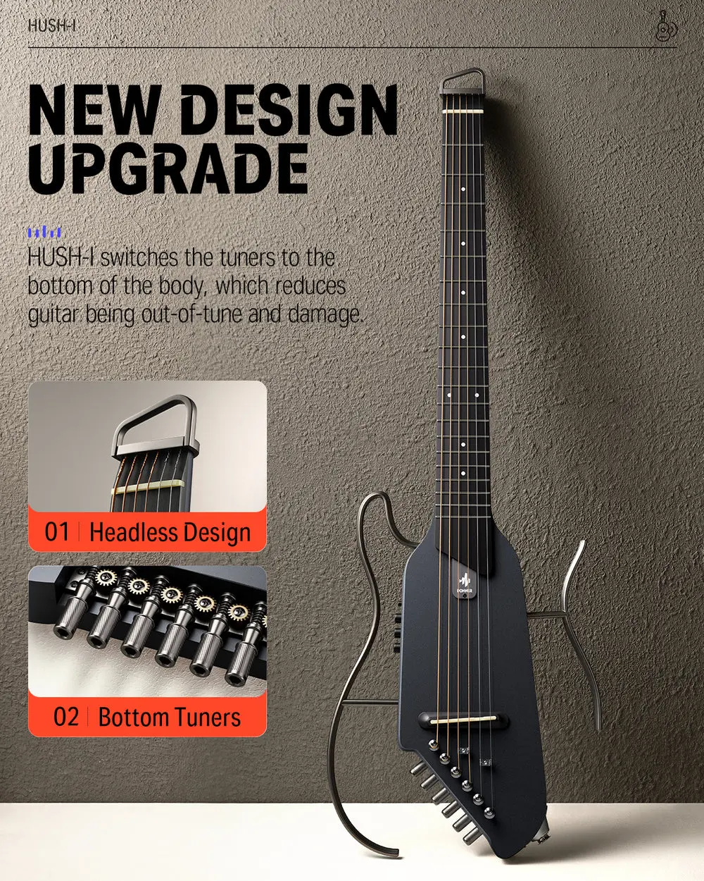 EC1782 Donner HUSH™ I Acoustic-Electric Travel Guitar