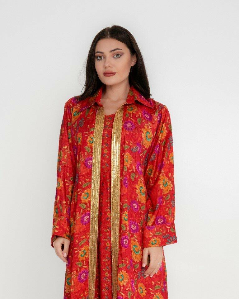 Cotton Sateen Dress Set - Red image 1