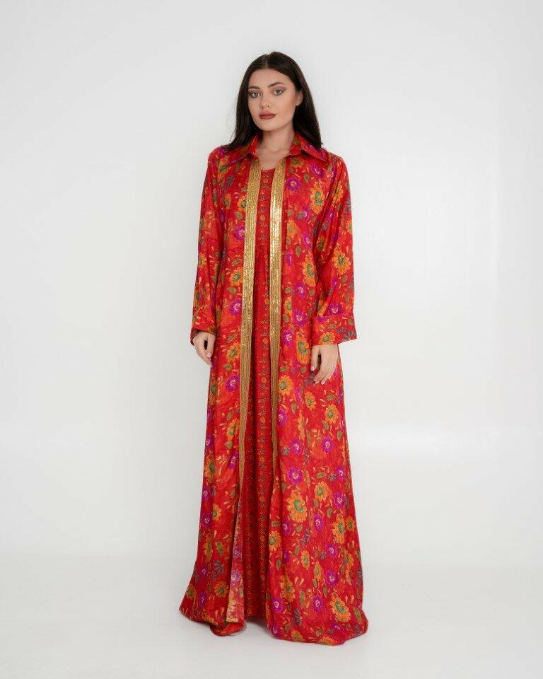 Cotton Sateen Dress Set - Red image 0