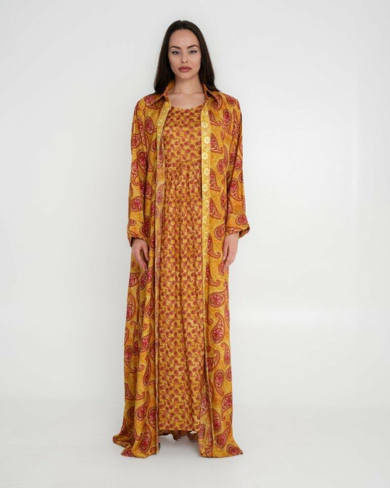 Cotton Sateen Dress Set - Yellow image 0