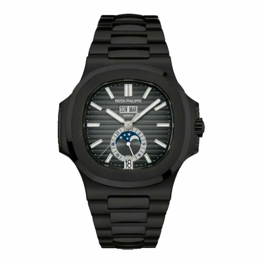 PATEK PHILIPPE NAUTILUS Annual Calendar MOON PHASE Full BLACK image 0
