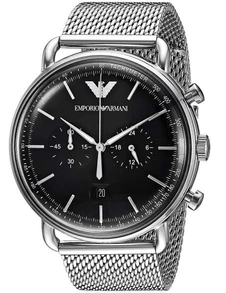 EMPORIO ARMANI METAL SILVER - BLACVK DIAL image 0