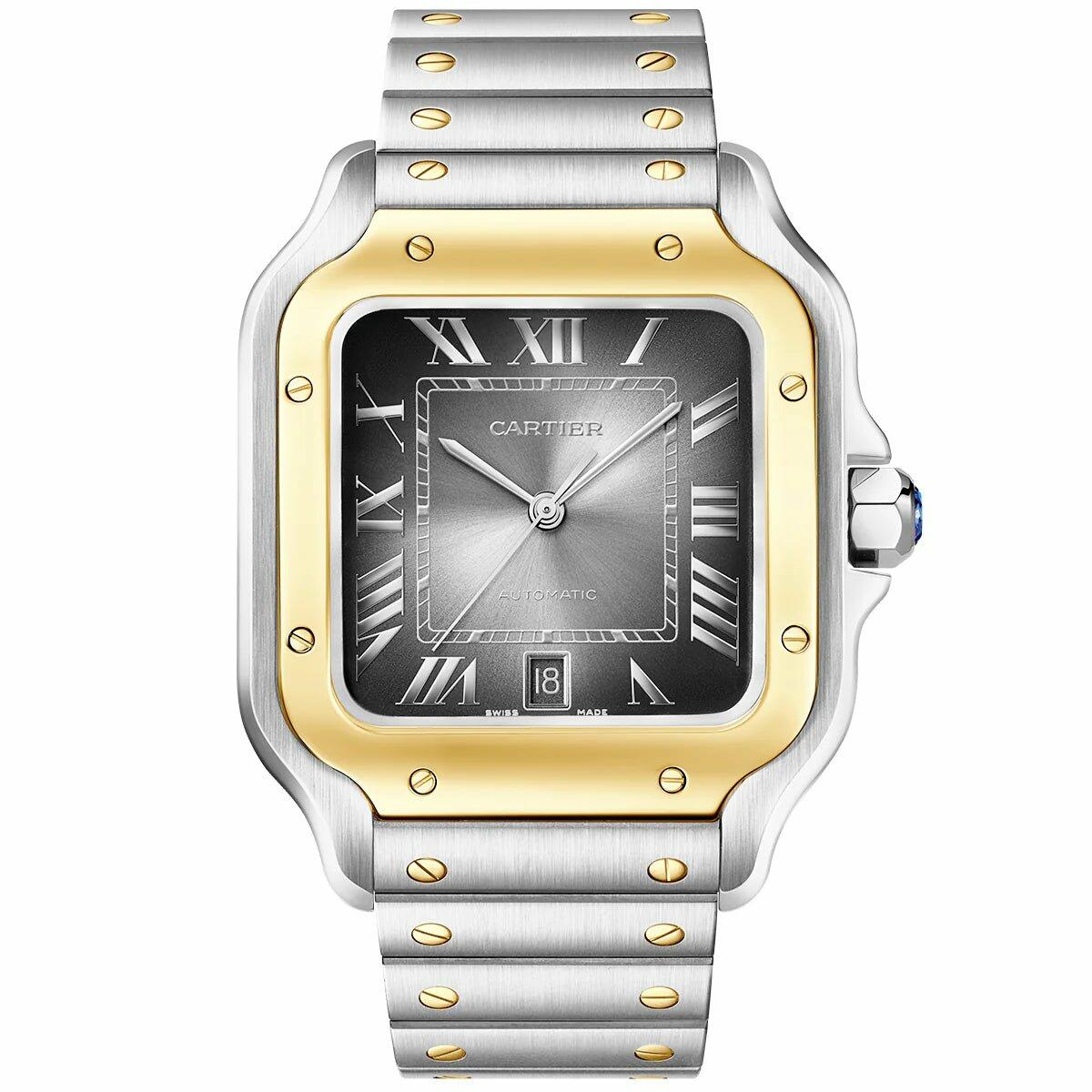 Cartier santos metal two tone black dial image 0