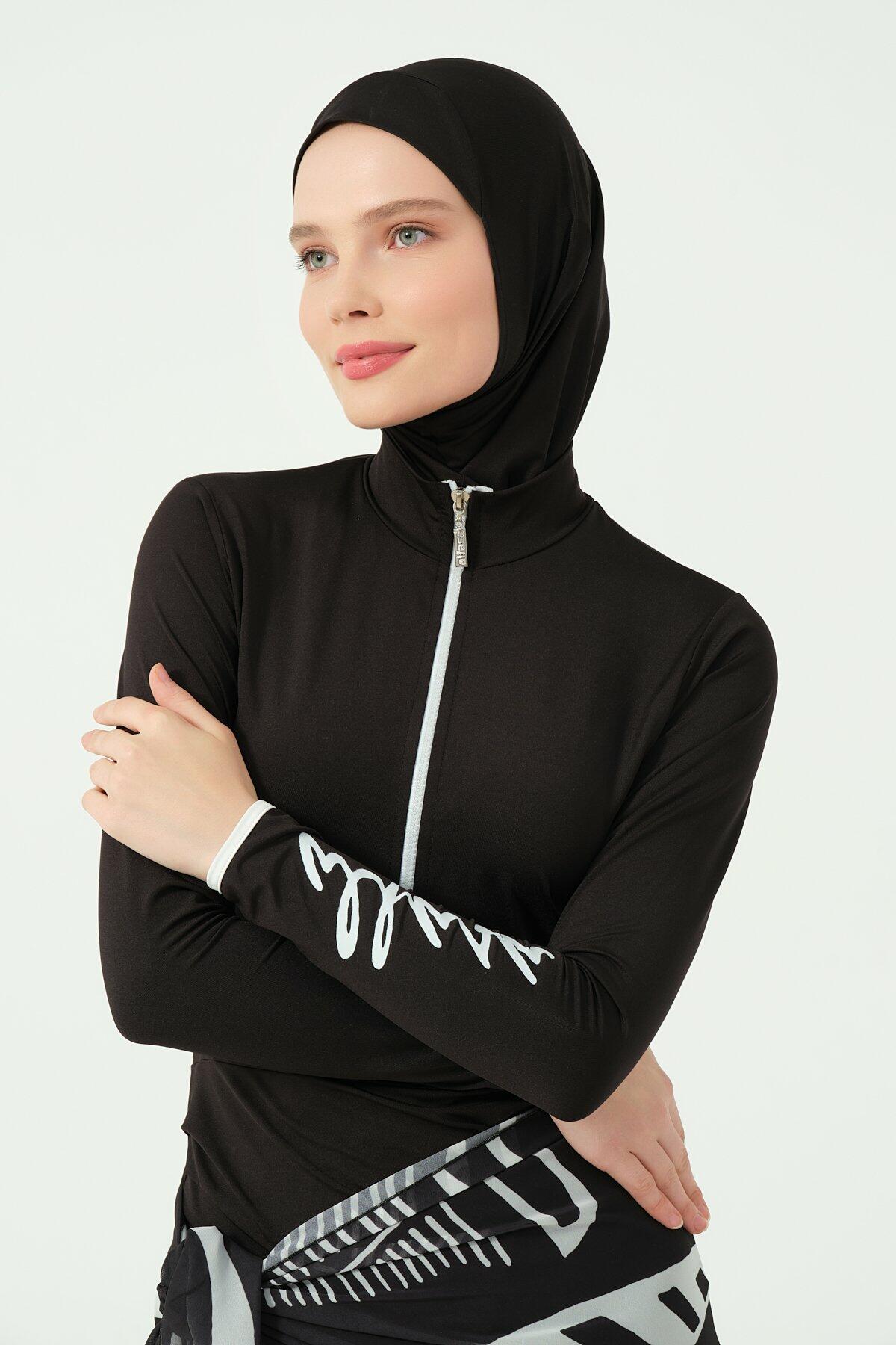 7096-شال اسود مخصص لمايو السباحه شيفون image 7