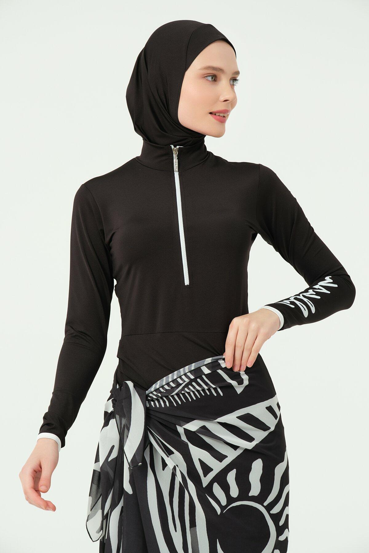 7096-شال اسود مخصص لمايو السباحه شيفون image 5