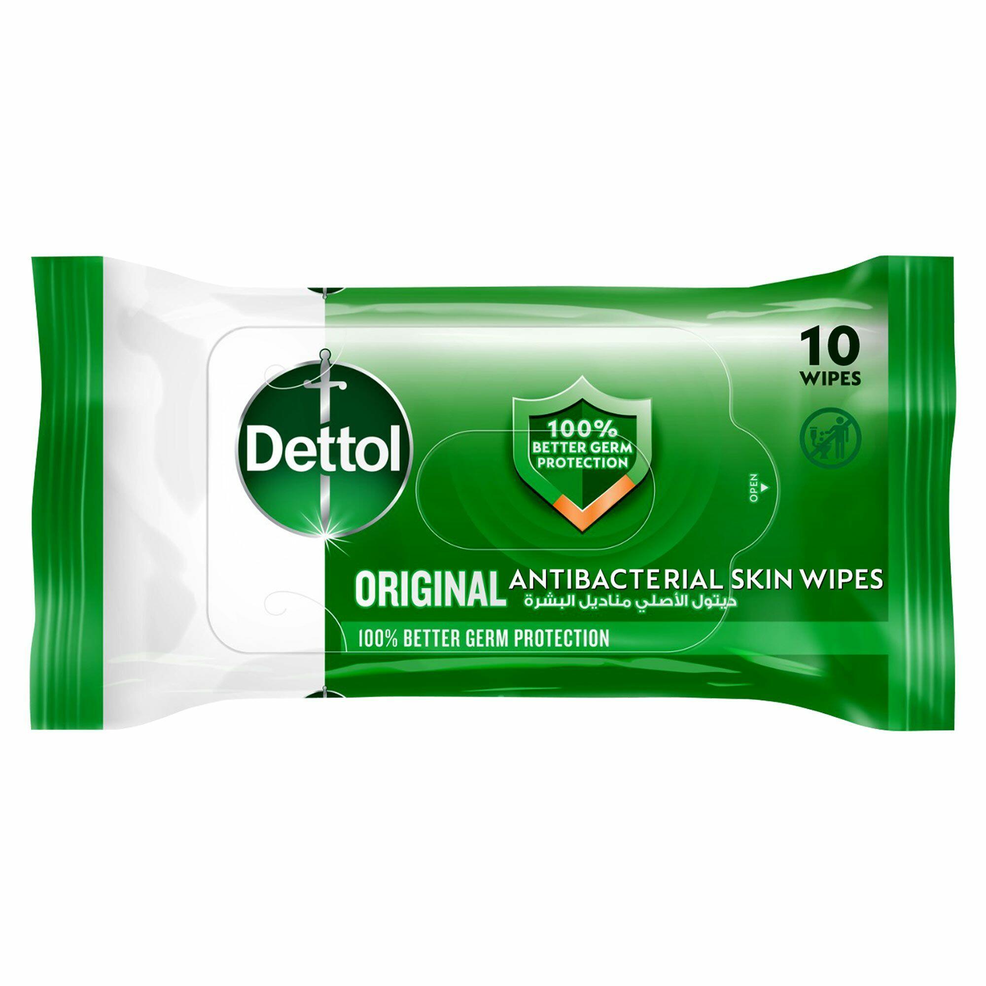 Dettol Original Antibacterial Skin Wipes for Use on Hands, Face, Neck, 10 Count image 0