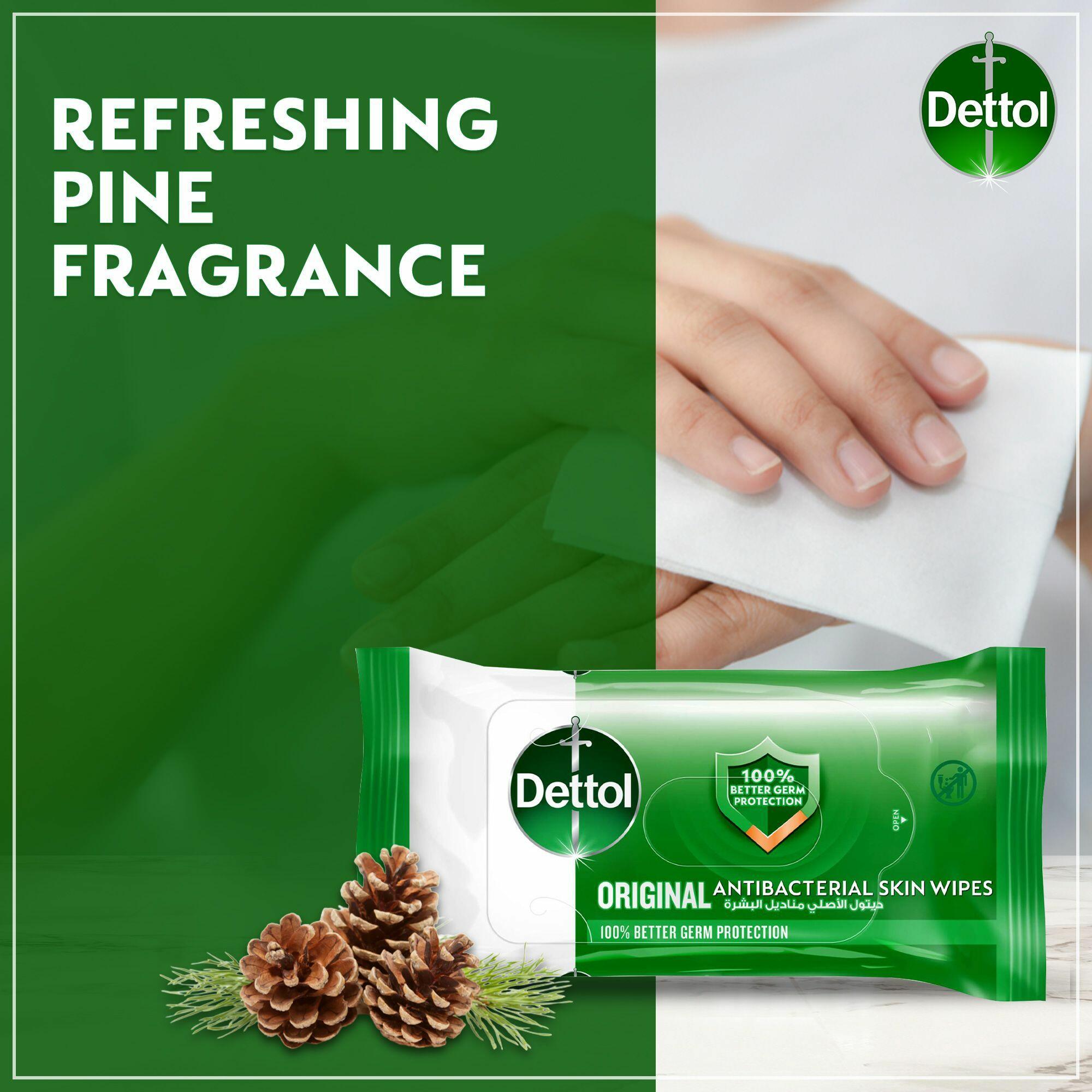 Dettol Original Antibacterial Skin Wipes for Use on Hands, Face, Neck, 20 Count image 3