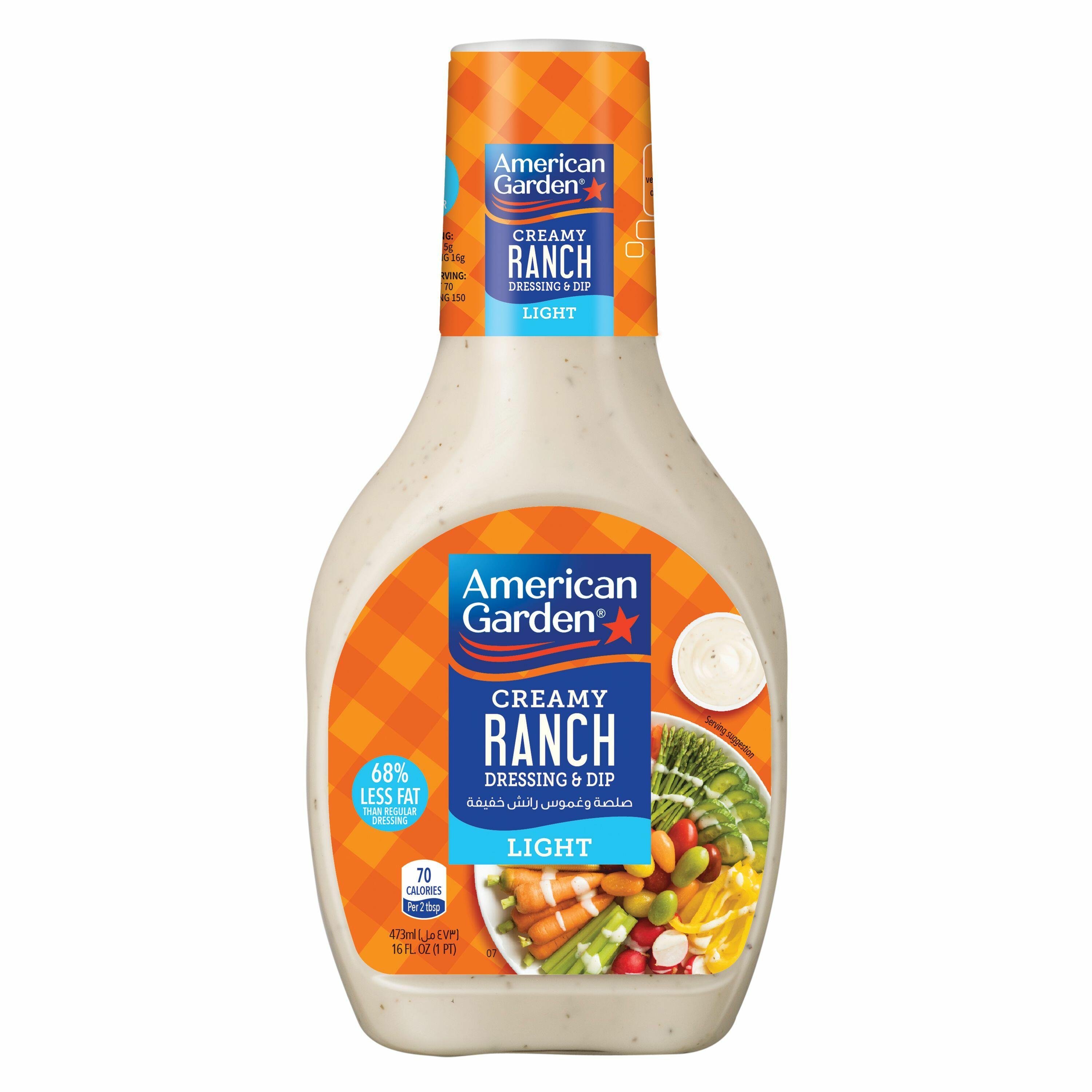 American Garden Lite Ranch Dressing & Dip, Gluten Free 473ml American Garden Lite Ranch Dressing & Dip, Gluten Free 473ml