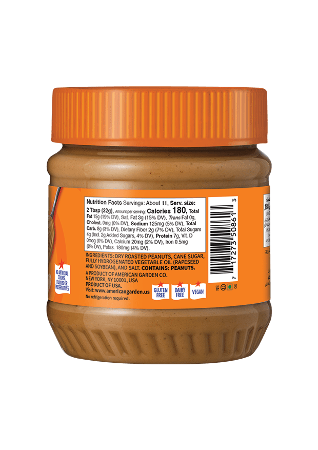 American Garden Creamy Peanut Butter, Vegan, Gluten Free, 340g image 1