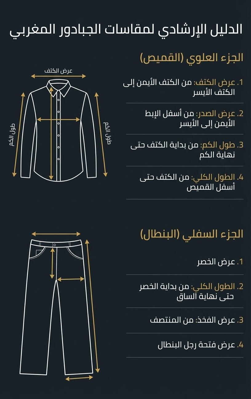 دليل مقاسات الجبادور المغربي