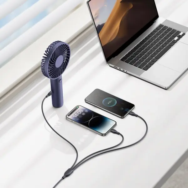 Baseus Ultra-Fast One-for-Three Fast Charging Cable USB-A to M+L+C 3.5A 0.8m Cosmic Black image 7