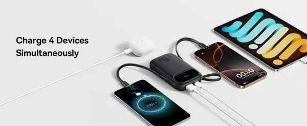 OS-Baseus EnerFill FC31 Digital Display Power Bank  with 2 Built-in USB-C Cables 10000mAh 45W Cosmic Black image 2