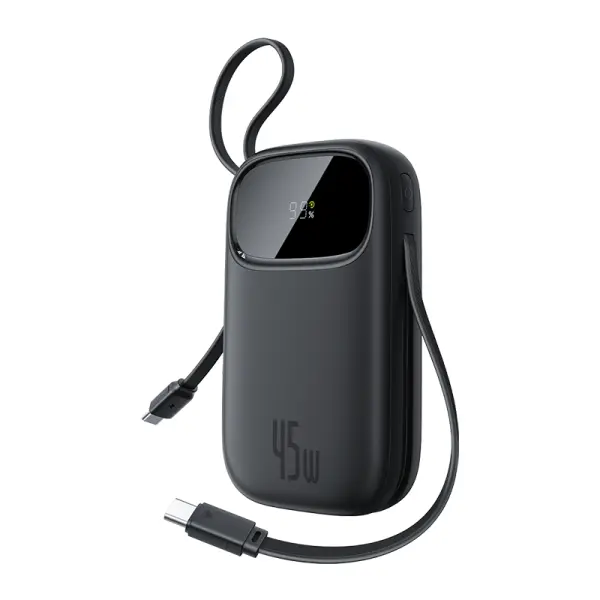 Baseus EnerFill FC31 Digital Display Power Bank  with 2 Built-in USB-C Cables 20000mAh 45W Black image 0