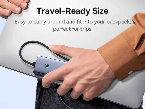 موزع منافذ بيسوس Baseus UltraJoy AIR بـ 4 منافذ USB 3.0 مداخل USB-A و Type-C - لون رمادي (ضمان سنتين) image 4