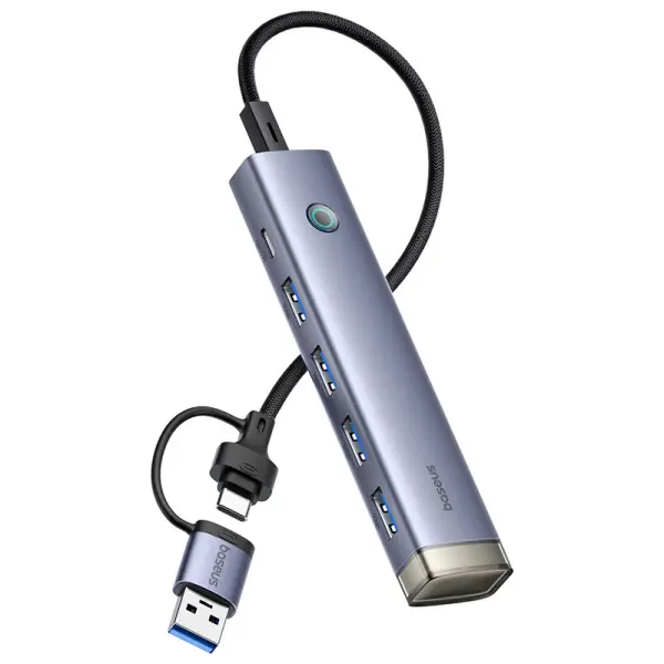 موزع منافذ بيسوس Baseus UltraJoy AIR بـ 4 منافذ USB 3.0 مداخل USB-A و Type-C - لون رمادي (ضمان سنتين) image 5