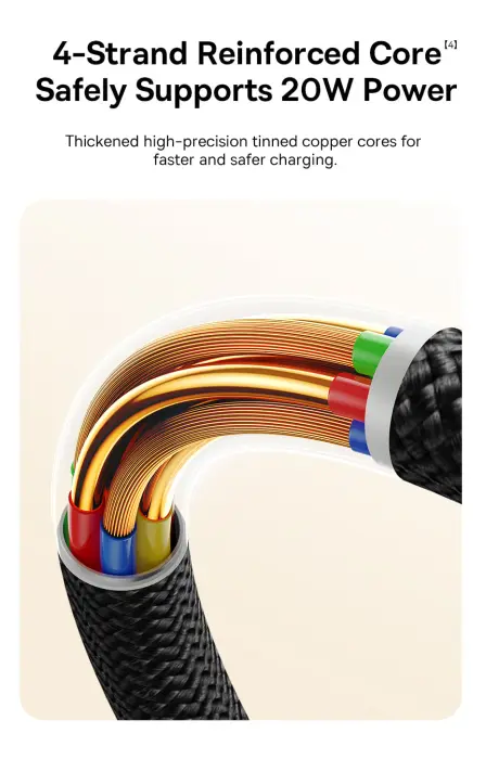 Baseus Dura Series Fast Charging Cable Type-C to iP 20W 1m Gold+Black image 2