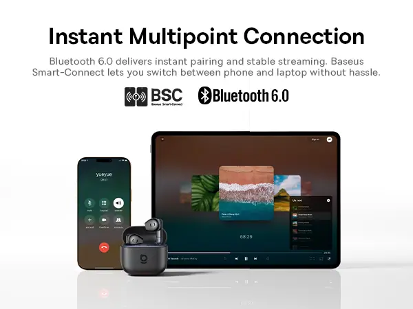 سماعة بلوتوث بيسوس Baseus BS2-Lite TWS ازرق  ضمان سنتين image 6