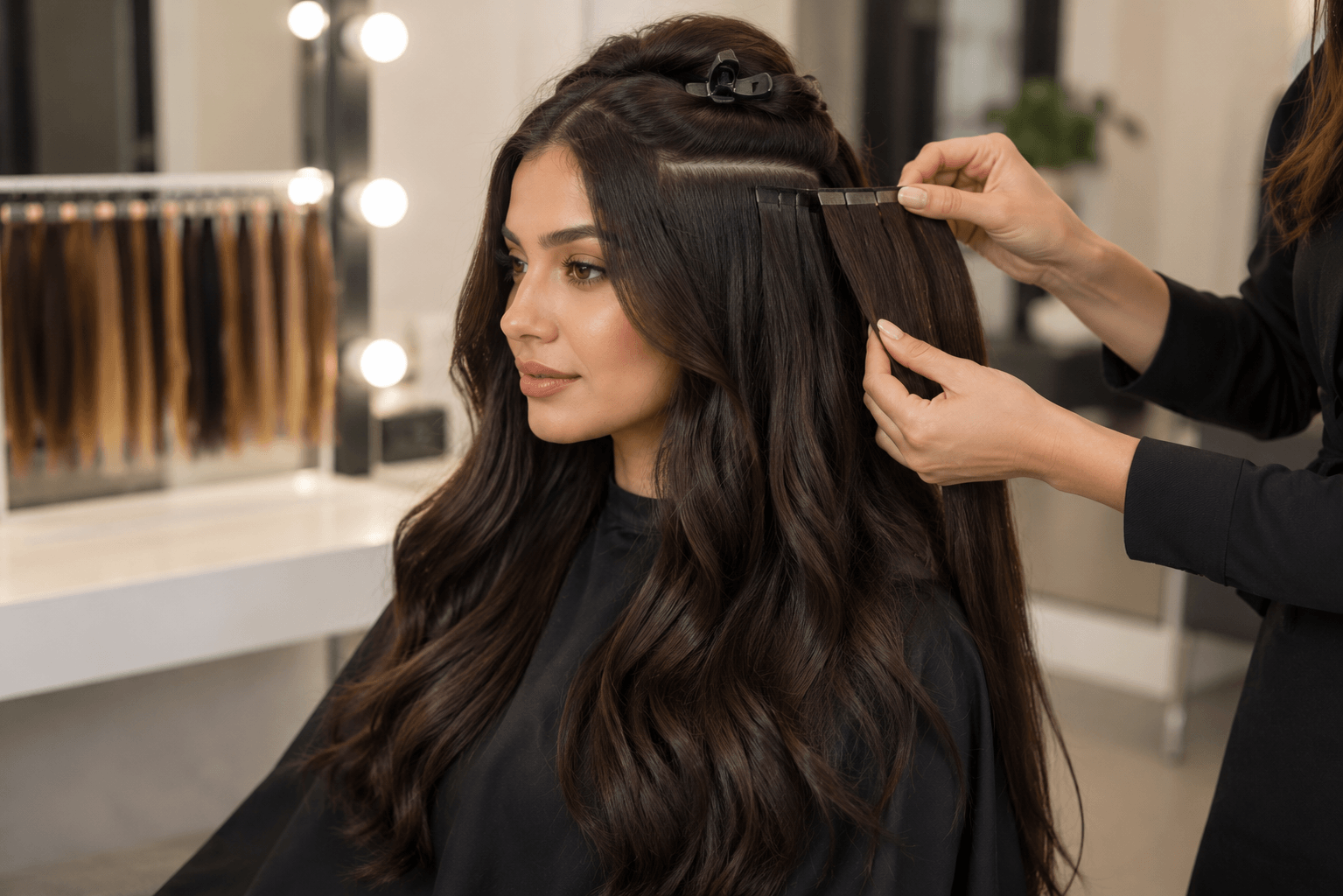 تركيب وصلات شعر طبيعي