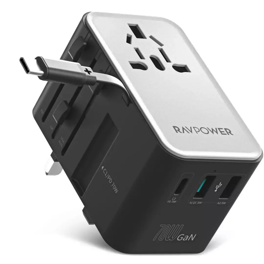 Ravpower GaN 70W Travel Charger with USB-C to USB-C Cable, RP-PC1061 – Black image 0