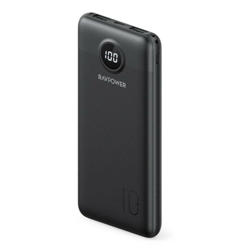 RAVPower 10000mAh 20W Power Bank with USB-A and 1 Type-C ports- Black image 1
