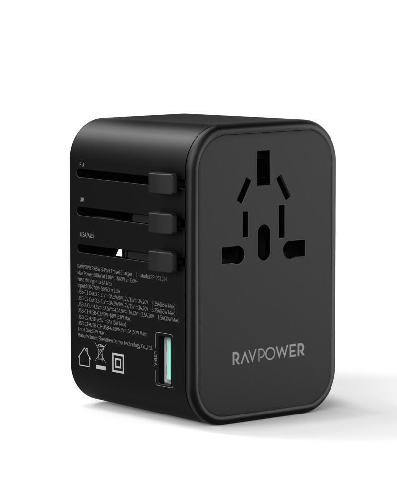 RAVPOWER RP-PC1034 PD PIONEER 65 WATTS 3-PORT TRAVEL CHARGER image 1