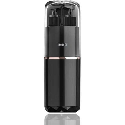 Portable Travel Toothbrush Holder with Rinse Cup, Shampoo/Lotion Pump and Mirror - Black image 0
