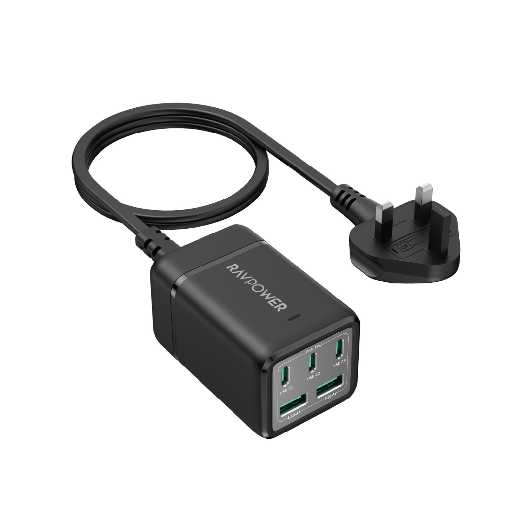 Ravpower 75W 5-port Portable Charger RP-PC1045 - Black image 0