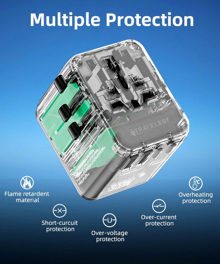 Travelest Universal Travel Adapter GaN 35W with 3 USB-C & 2 USB-A, AC 2500W, Works with 200+ Countries image 7