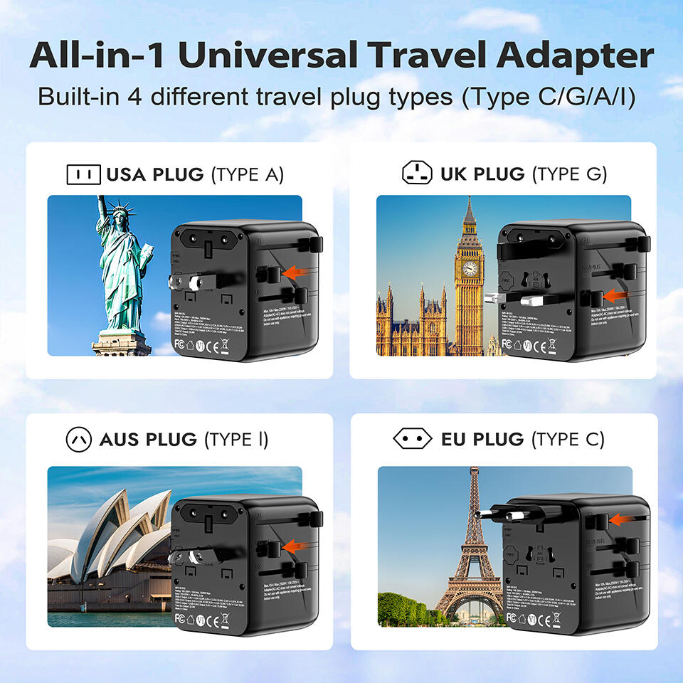 Travelest Universal Travel Adapter GaN 35W with 3 USB-C & 2 USB-A, AC 2500W, Works with 200+ Countries image 6