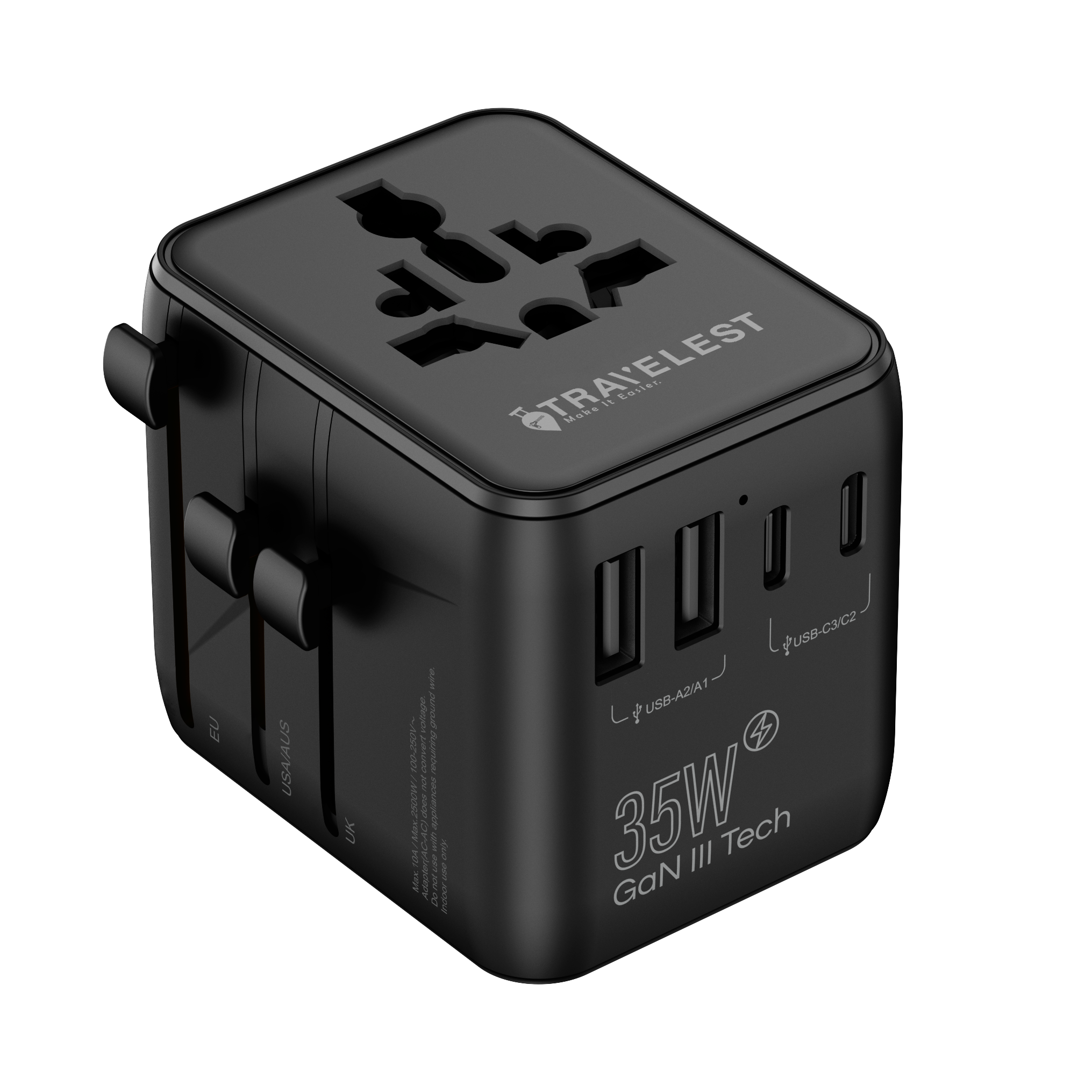 Travelest Universal Travel Adapter GaN 35W with 3 USB-C & 2 USB-A, AC 2500W, Works with 200+ Countries image 16
